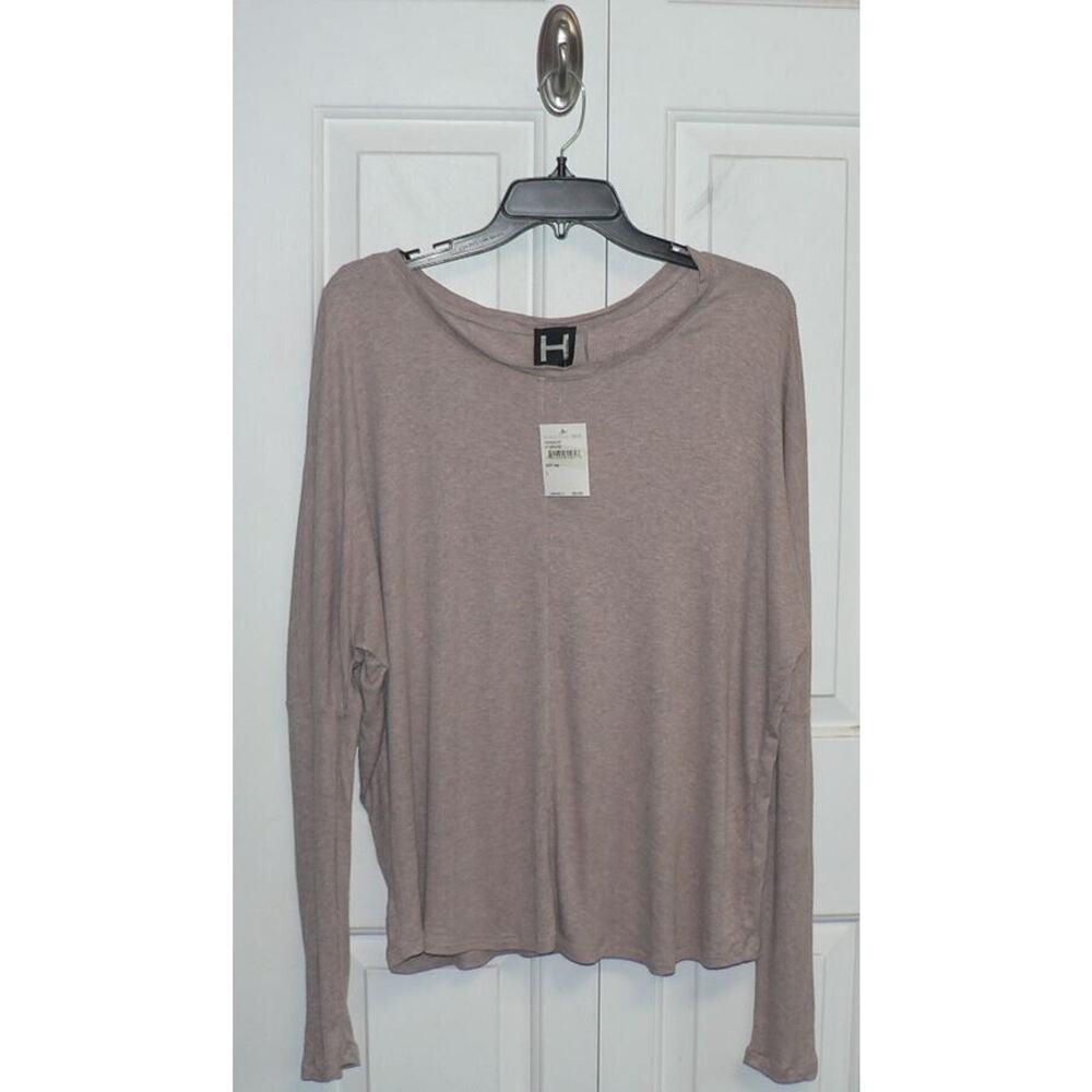 H by Bordeau Women's Long Dolman Sleeve Scoop Neck Tee in Mauve Large $58